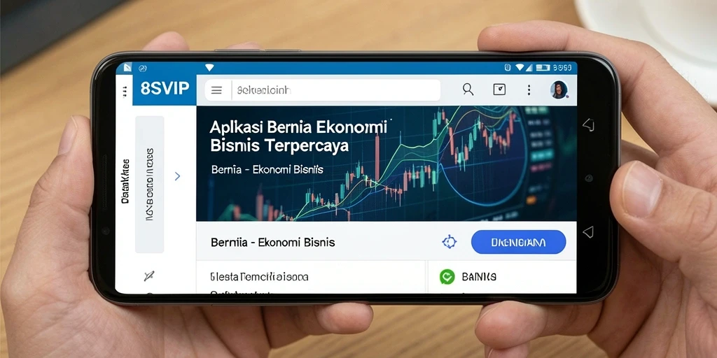 Tampilan antarmuka aplikasi 8SVIP dengan berita dan analisis ekonomi.