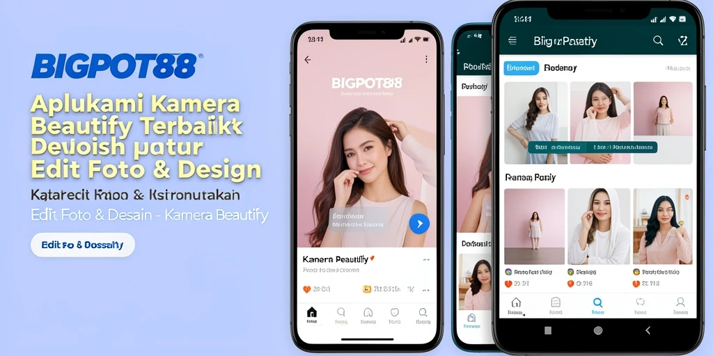 Tampilan antarmuka BIGPOT88 untuk edit foto dengan fitur Kamera Beautify.