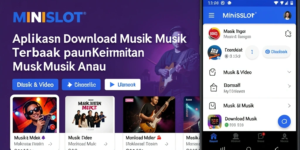 Antarmuka MINISLOT yang menarik dengan akses mudah ke Music Download.