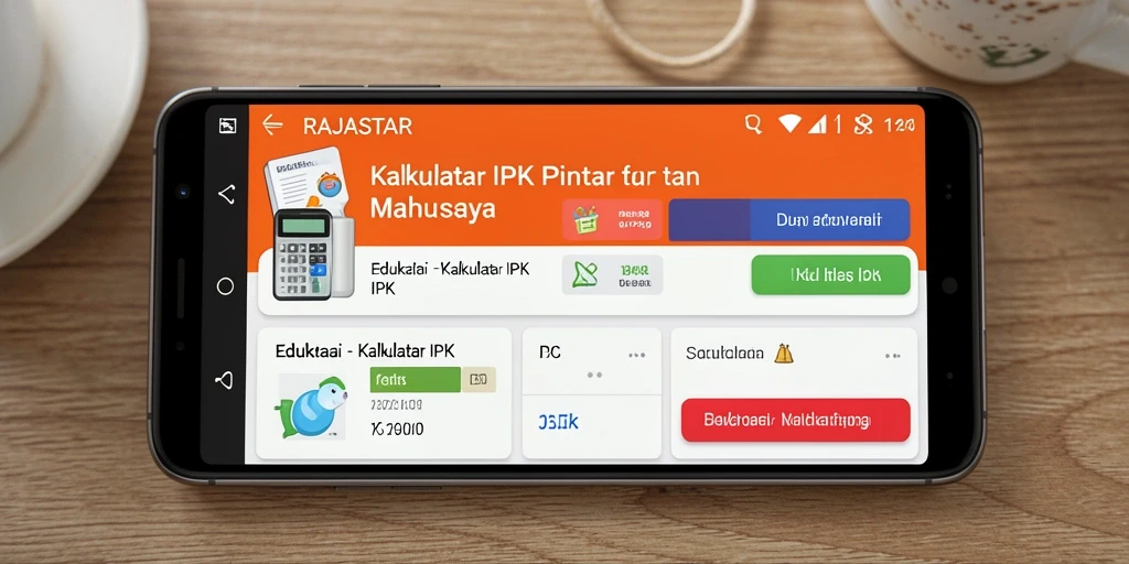 Tampilan antarmuka aplikasi Kalkulator IPK RAJASTAR yang informatif.