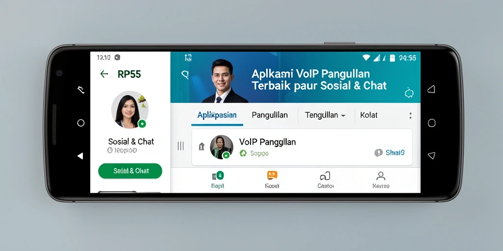 Screenshot antarmuka aplikasi RP55 yang menunjukkan fungsi VoIP Panggilan.